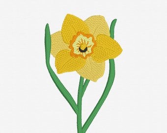 Daffodil Flower Embroidery Design, Floral machine embroidery, Kitchen Towel, Pillow, Home Decor, Garden, Spring Floral Design, Quilt Block