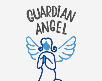Guardian Angel Embroidery Design, Religious machine embroidery, Nursery Decor, Newborn Gift, Baptism Gift