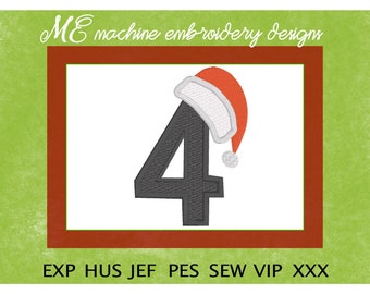 Applique Design, Machine Embroidery, Applique Number 4, 4x4 Hoop, Children's t-shirt design, Christmas Design