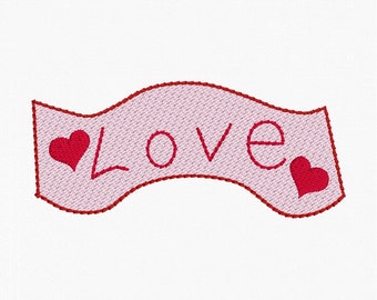 Feltie Design, Valentine's Day Embroidery Design, Machine Embroidery, Banner of Love, Hair Barette