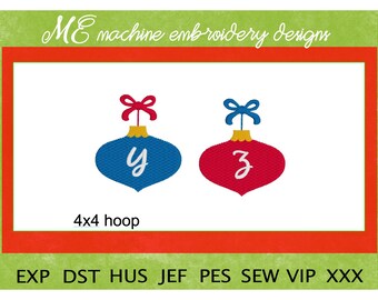 Initial Ornament Embroidery Design, Y, Z, Christmas design, machine embroidery 4X4, Festive designs, cute design, Christmas Ornament Design