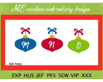 Initial Ornament Embroidery Design, M,N,O, Christmas design, machine embroidery, Festive designs, cute design, Christmas Ornament Design