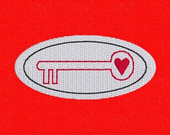 Feltie Design, Valentine's Day, Embroidery Design, machine embroidery, Key to my Heart, Hair Accessory