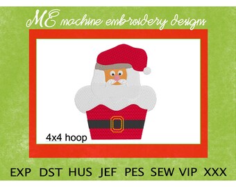 Santa Claus Cupcake Embroidery Design, Christmas design, machine embroidery 4X4, Festive designs, cute design, Kids, Children