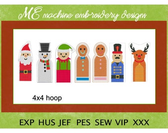 Christmas Finger Puppet Set Machine Embroidery Digital Design, Christmas design, machine embroidery, Festive designs, Childrens Play time