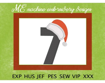 Applique Embroidery Design, Christmas Design, Number 7, Machine Embroidery, baby shirts, children's t-shirts