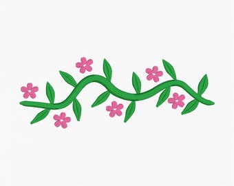 Flower Vine Embroidery Design, Floral machine embroidery, Flower, Kitchen Towel, Pillow, Home Decor, Quilt border, Continuous Design