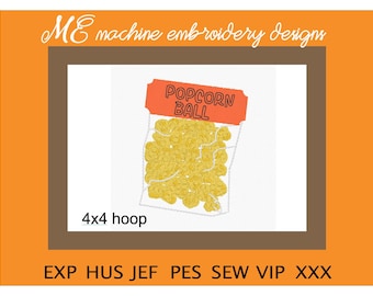 Popcorn Ball Embroidery Design, Halloween design, machine embroidery, cute design, Birthday, treats, t-shirt, Onesies