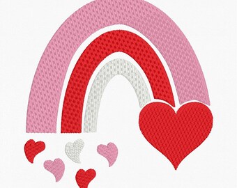 Rainbow Heart Valentine's Day Embroidery Design, Valentine Rainbow, Love, machine embroidery