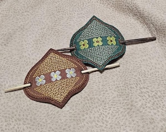 Floral Hair Clip Embroidery Design, 4x4