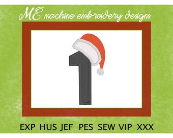 Applique Number 1 Embroidery Design, Christmas design, machine embroidery, FESTIVE designs, cute design, baby shirts, children's t-shirts