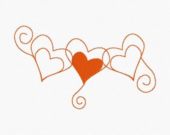 Valentine's Day Embroidery Design, Valentine's Day, Love, machine embroidery, Triple Heart Swirl Design, Love