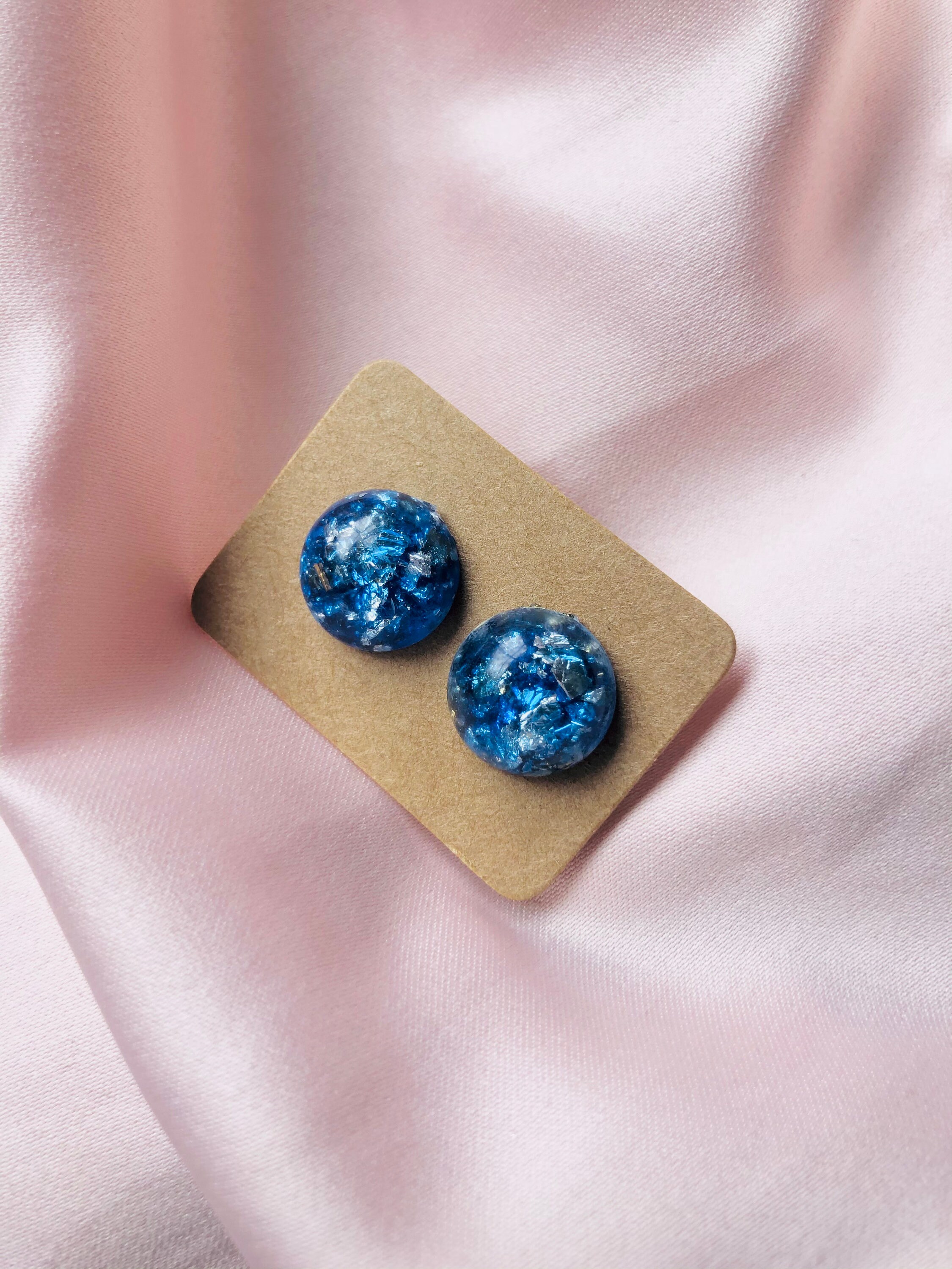 Round Glitter Resin Stud Earrings Etsy