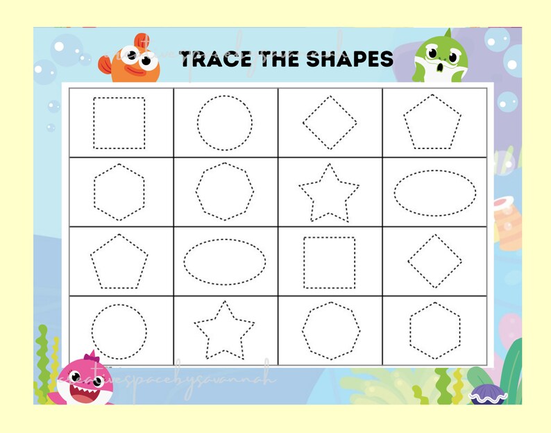 baby shark custom name tracing practice baby shark