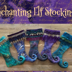 One-of-a-kind Enchanting Elf Stockings with Layered Trim Cuffs