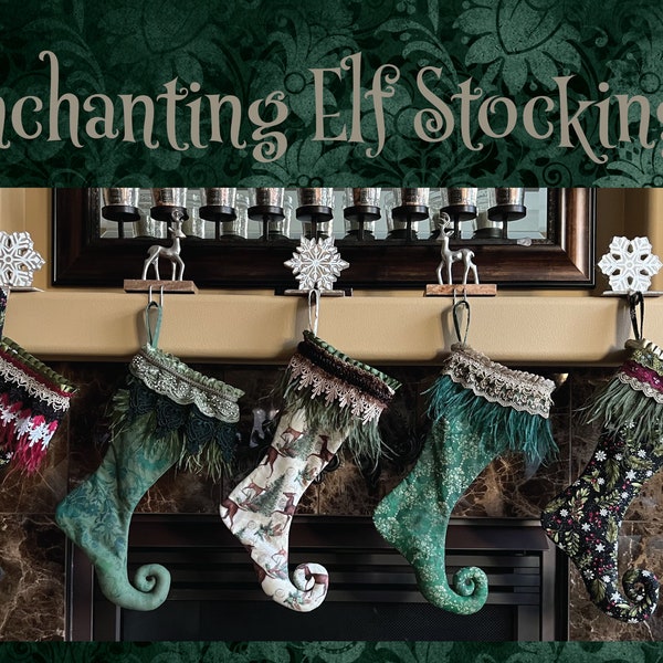 One-of-a-kind Enchanting Elf Stockings with Layered Trim Cuffs