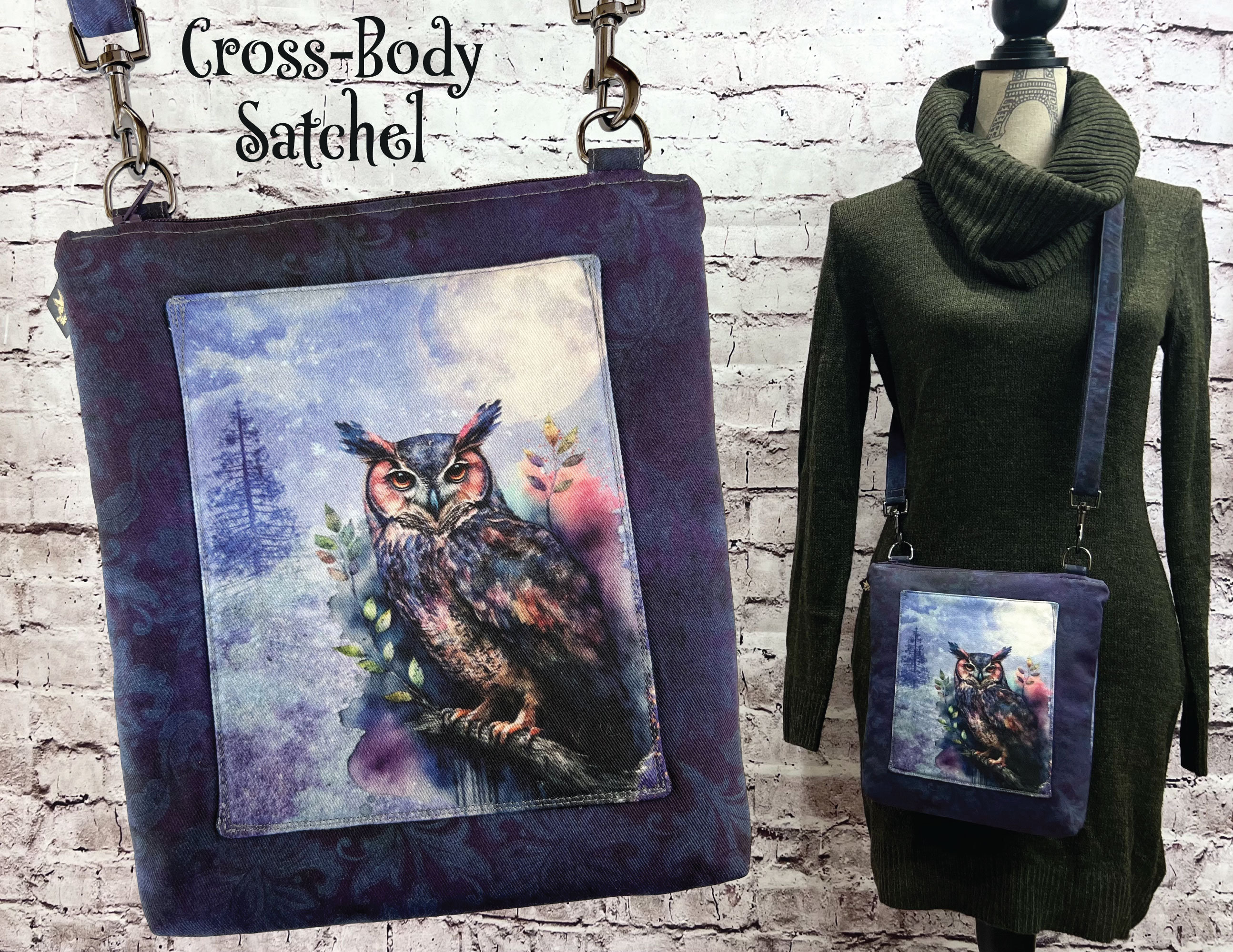 Purple Owl Cross-body Satchel