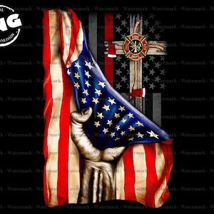 Firefighter Christian Cross American Flag, Firefighter Lover, Funny png, Sublimation Design, PNG, gifts for him, T Shirt Design Download Png