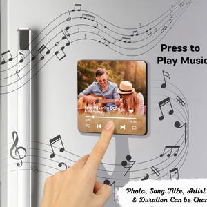 Custom Photo & Favorite Song Personalized Music Fridge Magnet, Valentine&#39;s Day Gift For Couple, Gifts for Anniversary, Music Lovers Gift