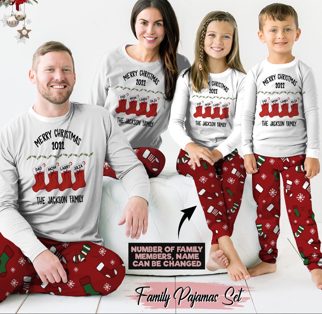 Personalized Family Christmas Pajamas, 2022 Stockings With Family
