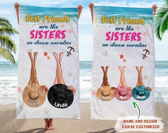 Best friends are the sisters Beach Towel, Personalized Beach Towel, Gifts For Best Friends, Salty Sister, Vacation Besties, Gift for her