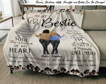 Thank You For Standing By My Side Friendship - Personalized Custom Fleece Blanket Best Friend Blanket, Custom Name Blanket, Gift For Besties