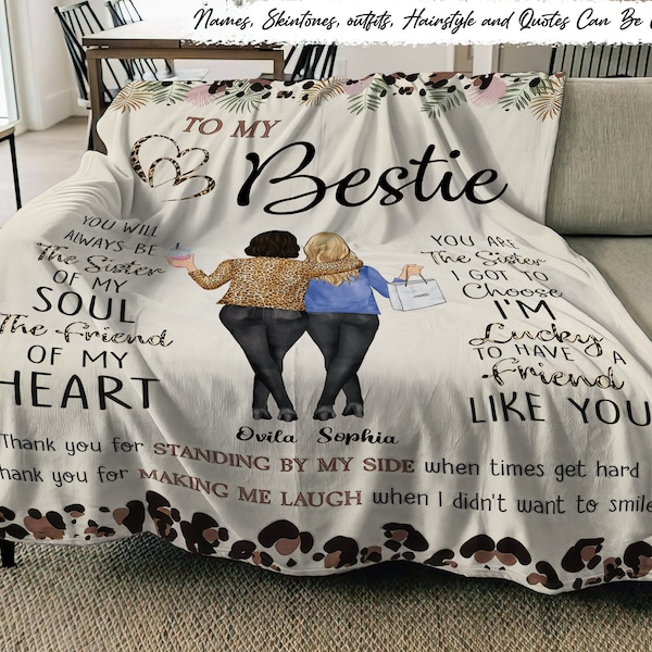 Thank You For Standing By My Side Friendship - Personalized Custom Fleece Blanket Best Friend Blanket, Custom Name Blanket, Gift For Besties