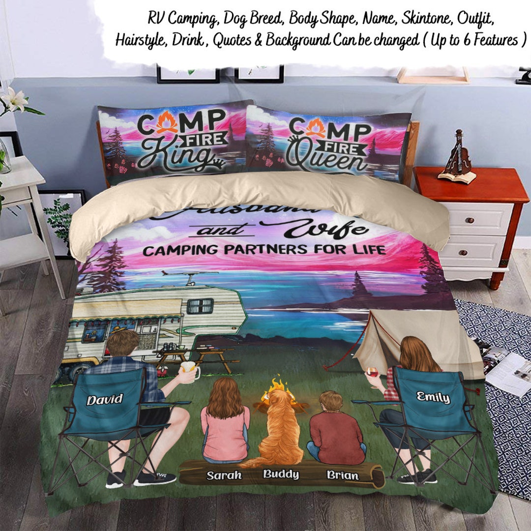 Personalized Camping Quilt/Fleece Blanket - Couple/Parents With Up to 4 Kids And 4 Pets - Best Gift For Camping Lover - Fill Your Life With Adventures