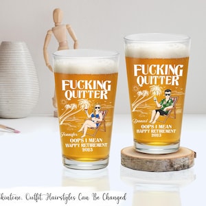 Oops I Mean Happy Retirement - Personalized Beer Glass, Funny Retirement Beer Glass, Retirement Party Gift 2025, Custom Retirement Gift 2025