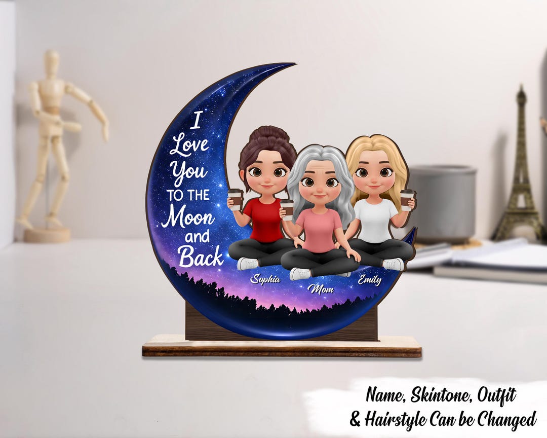 Mom and Daughters Love You to the Moon and Back - Personalized 2 ...
