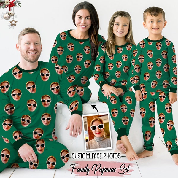 Custom Face Photo Pajamas, Matching Family Pajama Set, Customized Pajama Set, Faces Pajamas, Funny Pajamas, Gifts for him, Funny Face Pajama