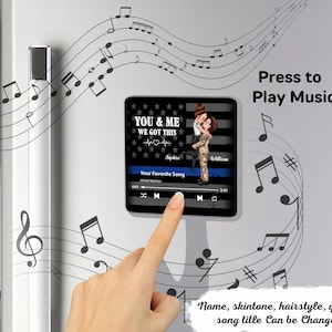 Hero Couple Hugging Kissing Favorite Song Valentine&#39;s Day Gift by Occupation Gift For Her Gift For Him Personalized Music Fridge Magnet