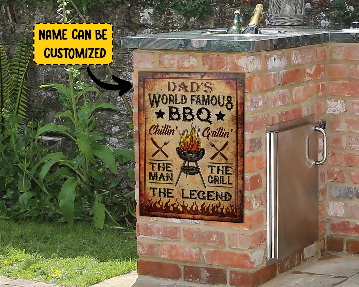 Cartello Personalizzato Per Barbecue,Regali Grigliate Segni Personalizzati,Segno In Metallo Per - Foto 9