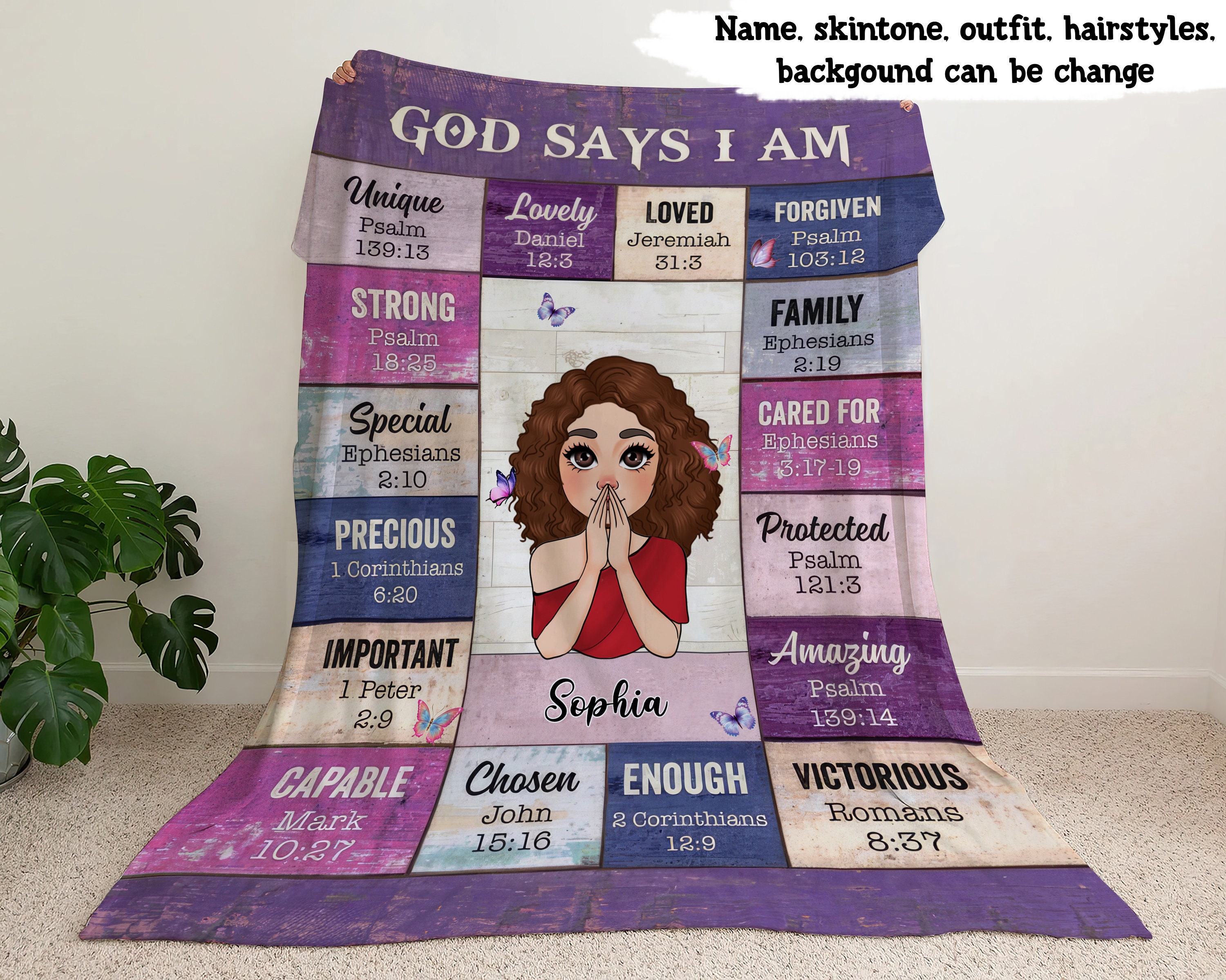 God Says I Am Personalized Blanket-Meaningful Gift for Birthday,Mother's Day,Gift For Her Him,Inspirational Gift, Bible Verse Christian Gift