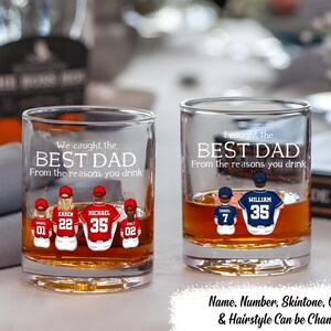 Nous avons attrapé le meilleur papa, pour toutes les raisons pour lesquelles vous buvez un verre à whisky personnalisé, cadeau de fête des pères pour papa de baseball, amateur/joueur de baseball