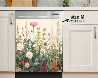 Kigai Hydrangea & Hummingbird Dishwasher Magnet Cover - 23"x26" Decorative Vinyl Sticker For Kitchen Appliances - View #3