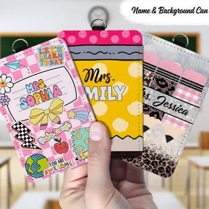 Teacher Custom Name Personalized ID Badge Holder, Back To School Gift,Custom Name Classroom ID Card,Cute Lanyard Accessory,Teacher Accessory
