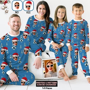 Custom Face Photo Pajamas, Matching Family Pajamas Set, Customized Pajama Set, Couples Christmas Pajamas, Christmas Gift, Family Pajamas