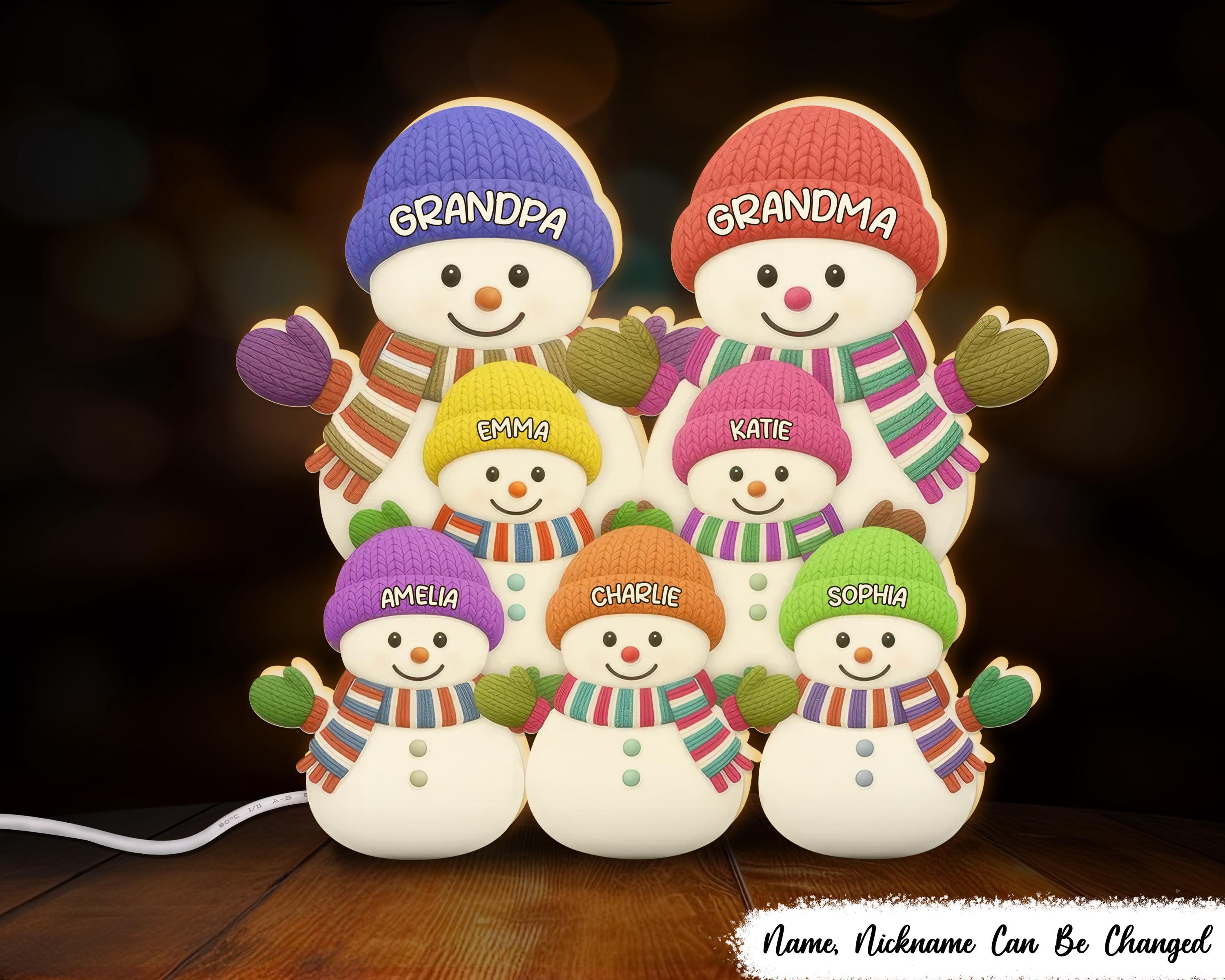 3D Effect Heartwarming Christmas Grandma Grandkids Snowman