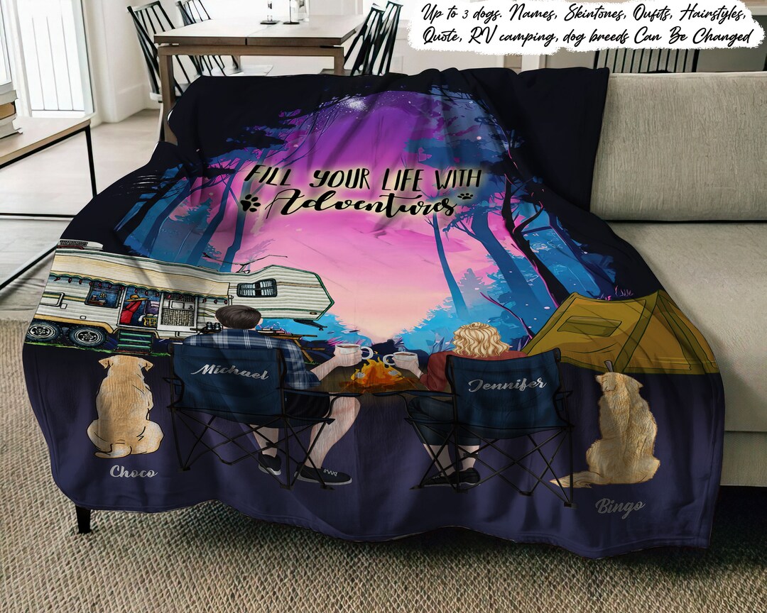 Personalized Camping Fleece Throw Blanket/Quilt - Gift for Camping Lovers - Life Rocks When Your Home Rolls