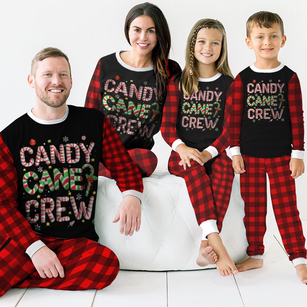 Candy Cane Crew Family Christmas Pajamas Candy Cane Pajamas Personalized Pajamas Christmas Pajama Set Matching Family Christmas Pajamas Etsy Canada