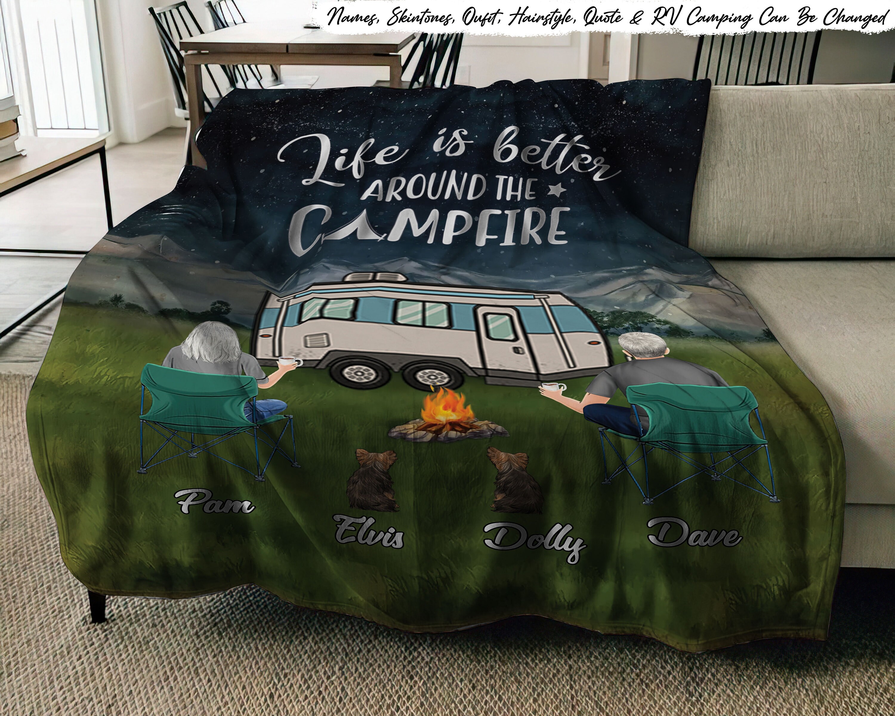 Family Couple Kid Dog Cat Camping Personalized Fleece Blanket Custom Camping Fleece Blanket gift for Wife From Husband gift for Him husband Etsy Canada