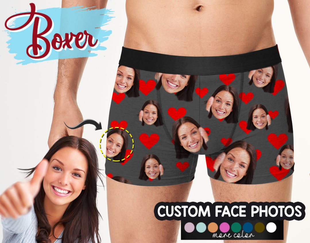 Valentine's Day boxer briefs with face, Face boxer briefs, Gag