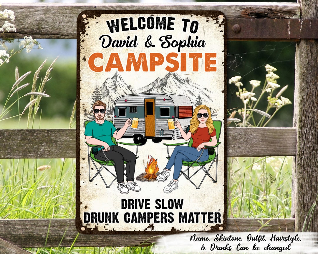 Family Camping Drunk Campers Matter Metal Sign-personalized Metal Sign ...