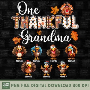 One Thankful Grandma Family Personalized PNG - Gift For Mom, Grandma, Custom Grandma Thanksgiving With Kids Name Png, Fall Vibes Png
