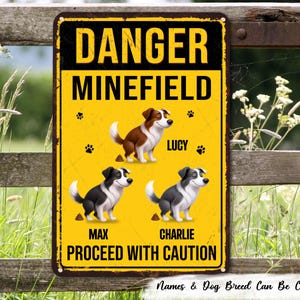 Poop Zone In Progress Custom Home Decor Metal Sign-Personalized Gifts For Dog Lovers,Dog Poop Warning Sign,Funny Danger Minefield Yard Decor