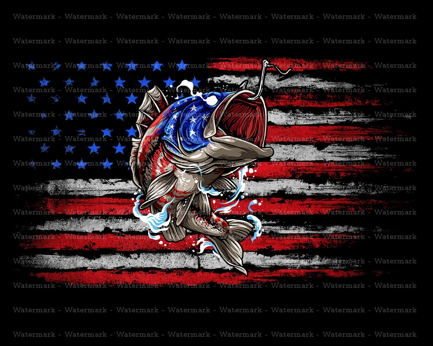 Fishing American Flag Patriotic Fishing Vintage USA Fishing Pole Flag Bass  Png Sublimation Designs Download Wicked Fish Large Mouth Bass PNG 