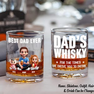 Best Dad Ever,For The Times We Drive - Personalized Whiskey Glass,Father&#39;s Day Gifts,Whiskey Glass For Daddy,Birthday Dad Gift,Best Dad Gift