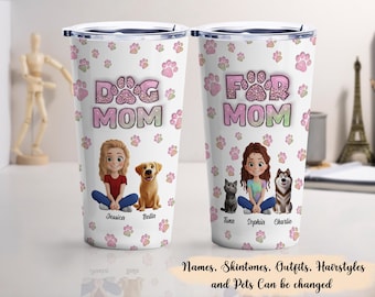 Fur Mom, Forever Loved - Dog & Cat Personalized Custom 3D Inflated Effect Printed Tumbler - Gift For Pet Owner, Pet Lover, Dog Mom, Cat Mom