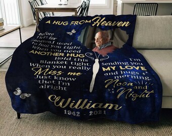 Custom Photo This is A Hug From Heaven Memorial Personalized Blanket Christmas Gift Sympathy Gift for Family Members Memorial Gift Etsy